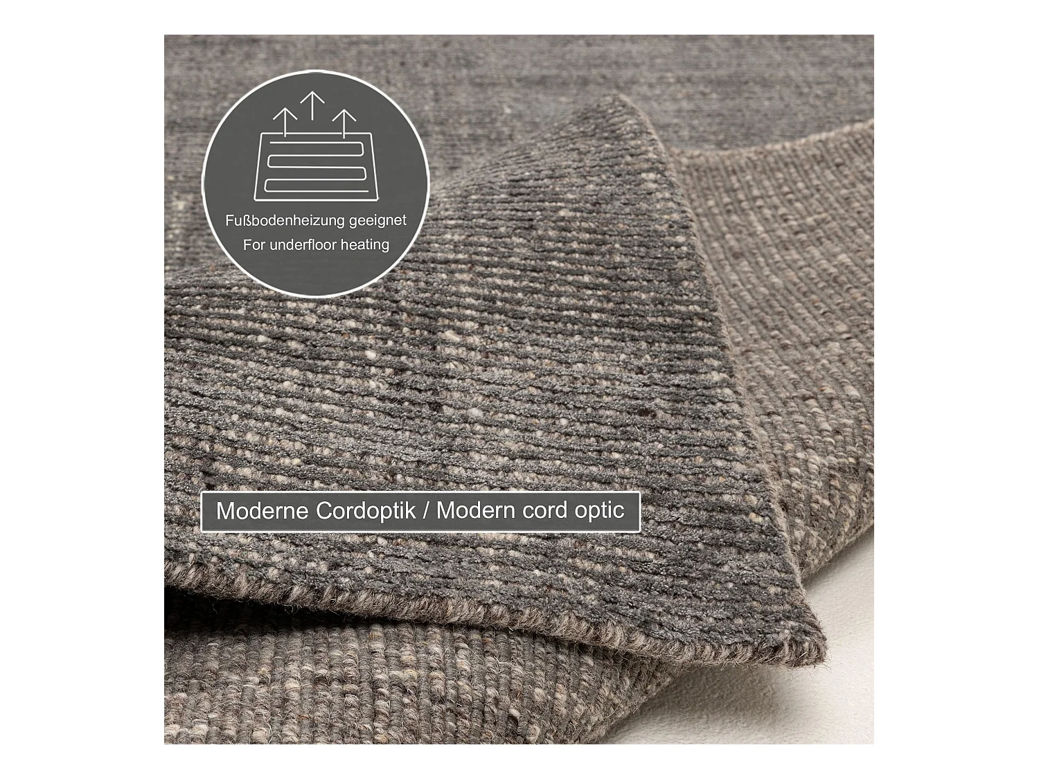 Tapis UNI rayé en viscose et laine 170x240 cm anthracite Venus