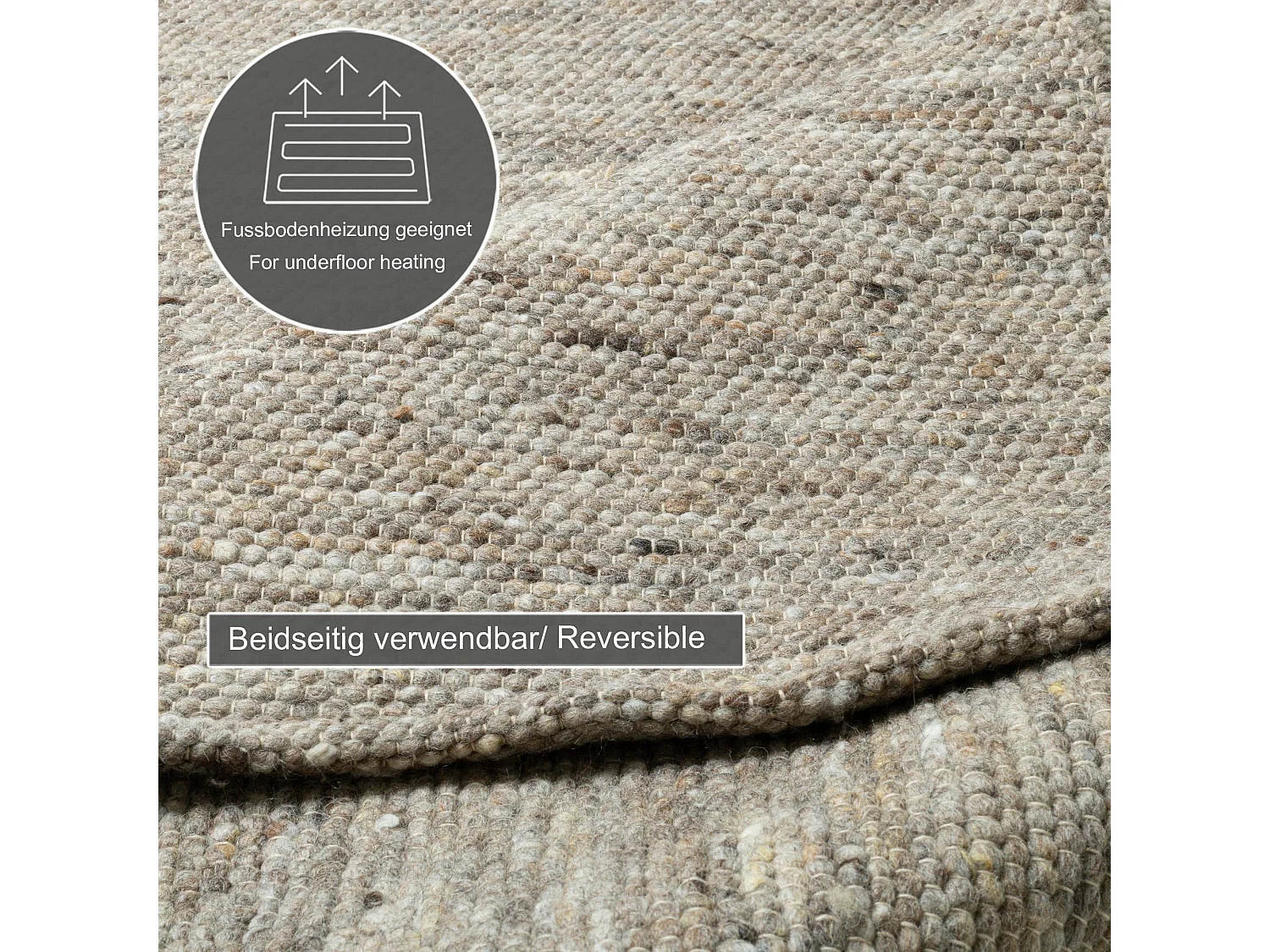 Alfombra de lana reversible tejida a mano 140x200 cm Marrón Multi Alpen