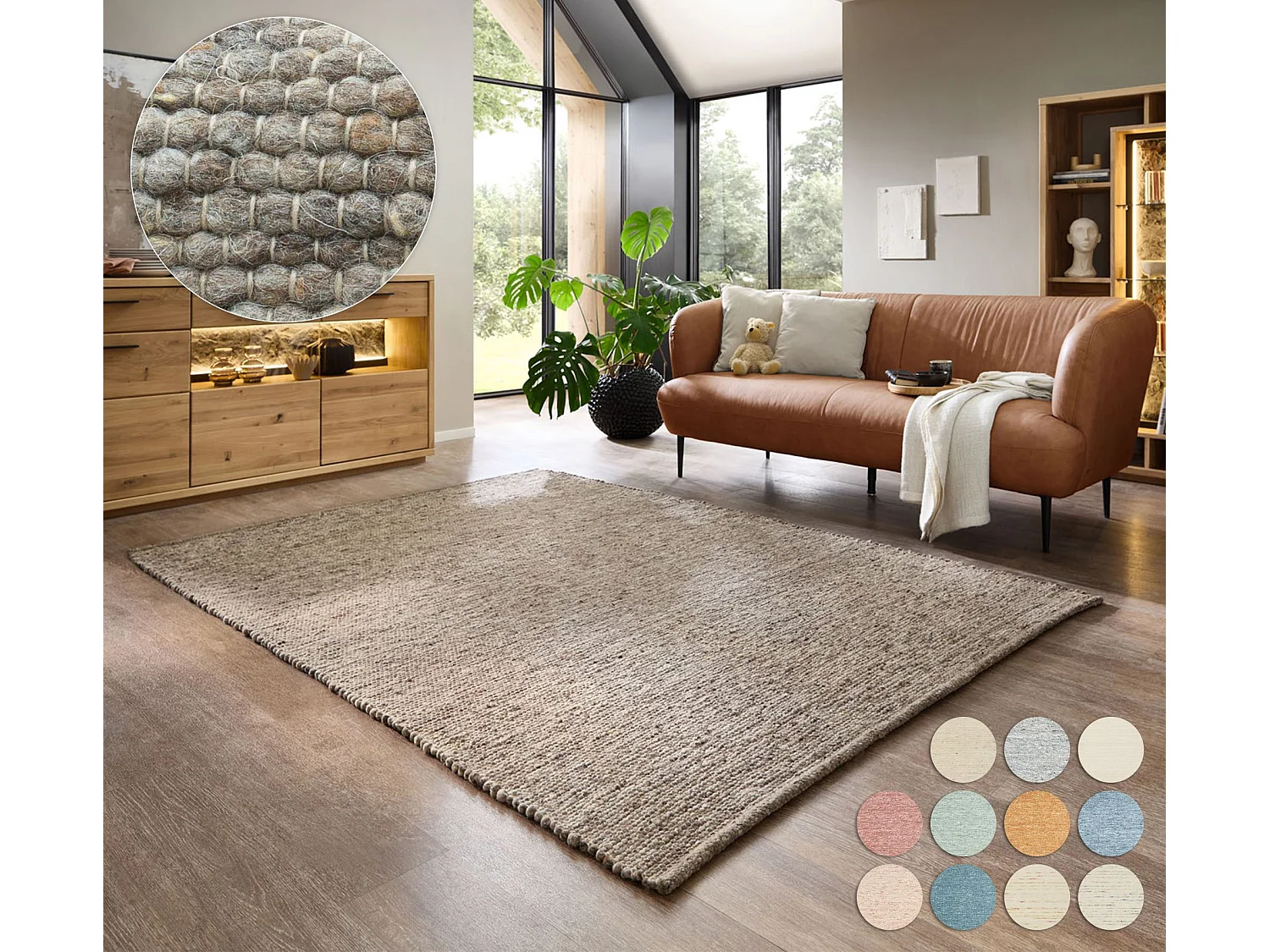 Tapis en laine réversible tissé à la main 140x200 cm marron Alpen