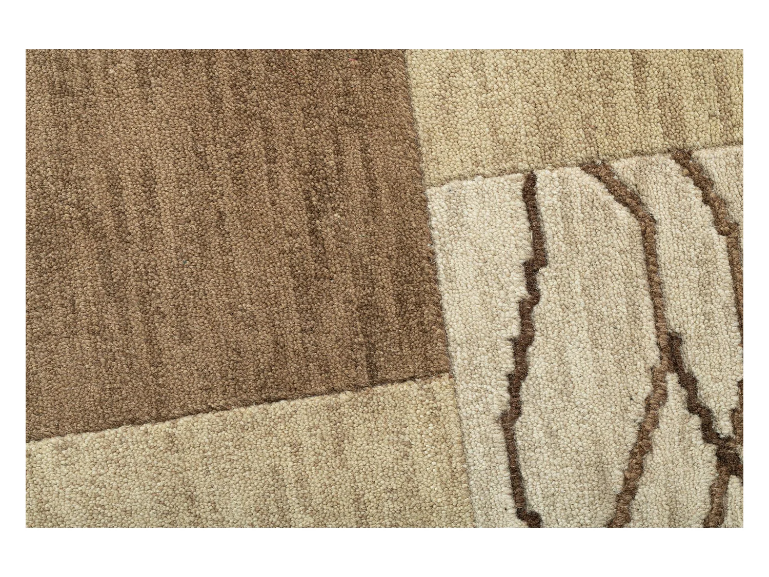 Handgeknüpfter Wollteppich im patchwork Stil 90x160 cm Braun Domas