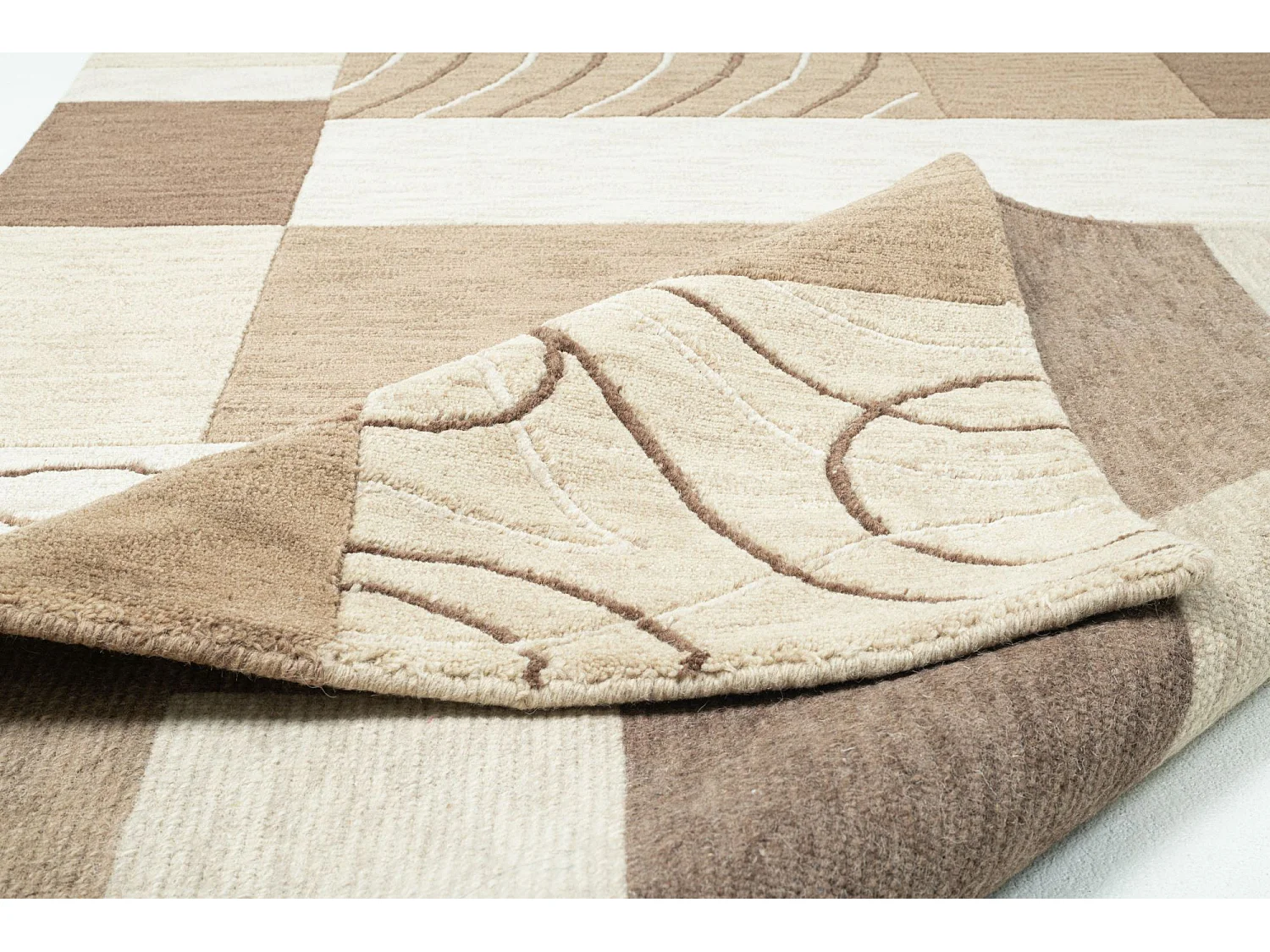 Tapis en laine noué à la main, style patchwork  90x160 cm marron Domas