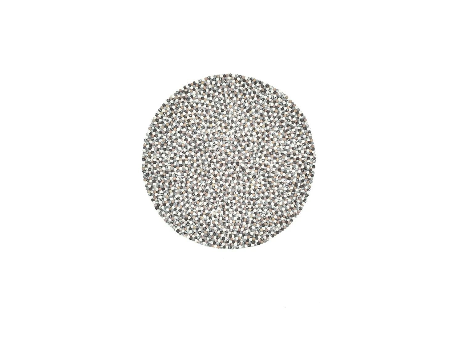 Handgearbeiteter Filzkugelteppich 120x120 cm Natur Multi Felty 2.2