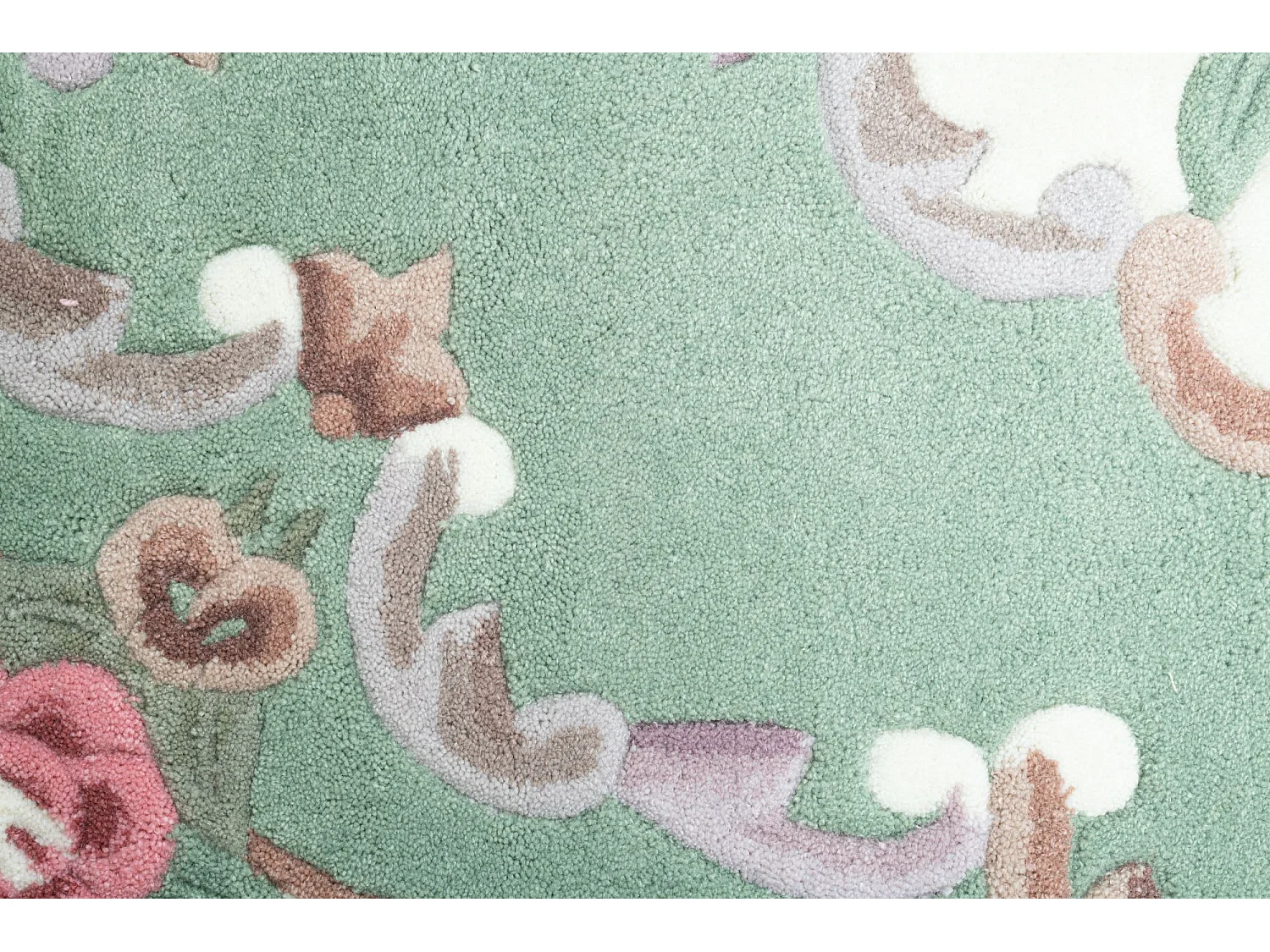 Tapis tufté à la main avec bordure, style Aubusson  190x290 cm vert Ming