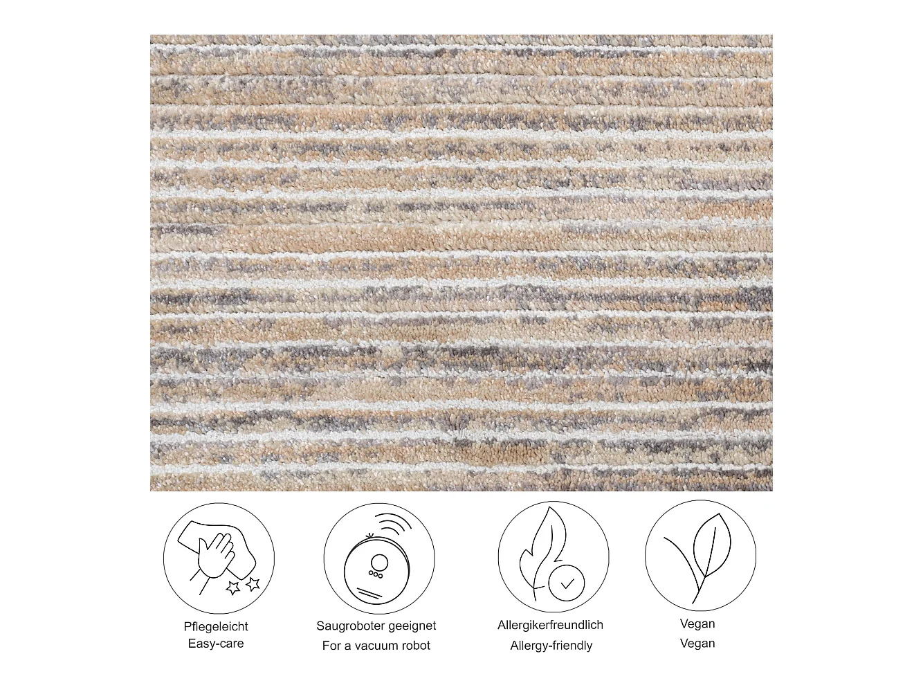 Alfombra de tejido plano con aspecto corto 40x60 cm Beige Corduletta