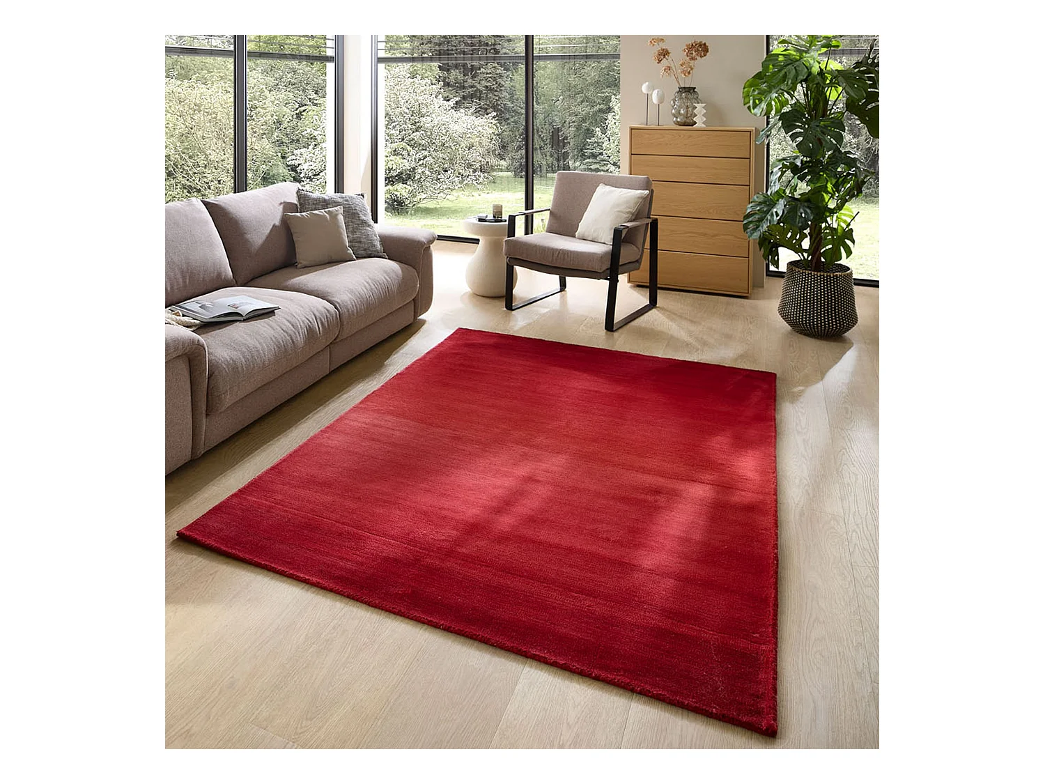 Tapis en laine avec dégradé de couleurs 90x160 cm rouge Wool Comfort