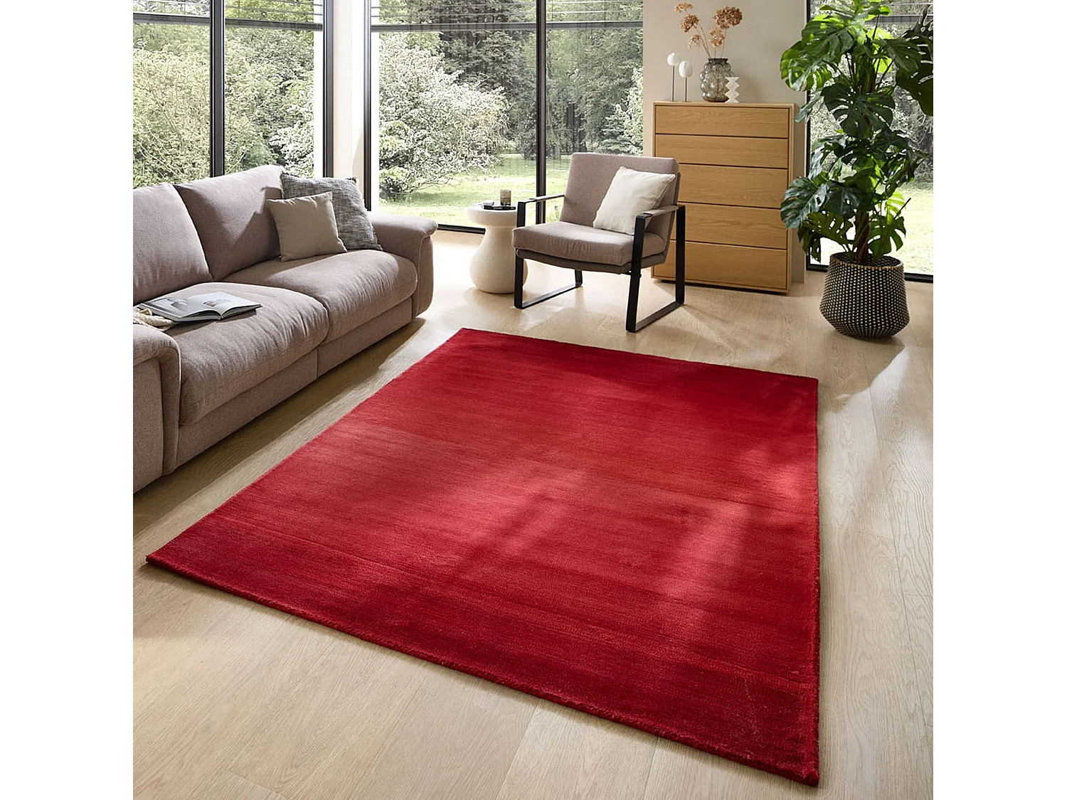 Wollen tapijt met kleurverloop 90x160 cm rood Wool Comfort