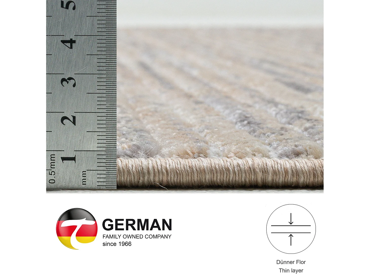 Alfombra de tejido plano con aspecto corto 60x130 cm Beige Corduletta