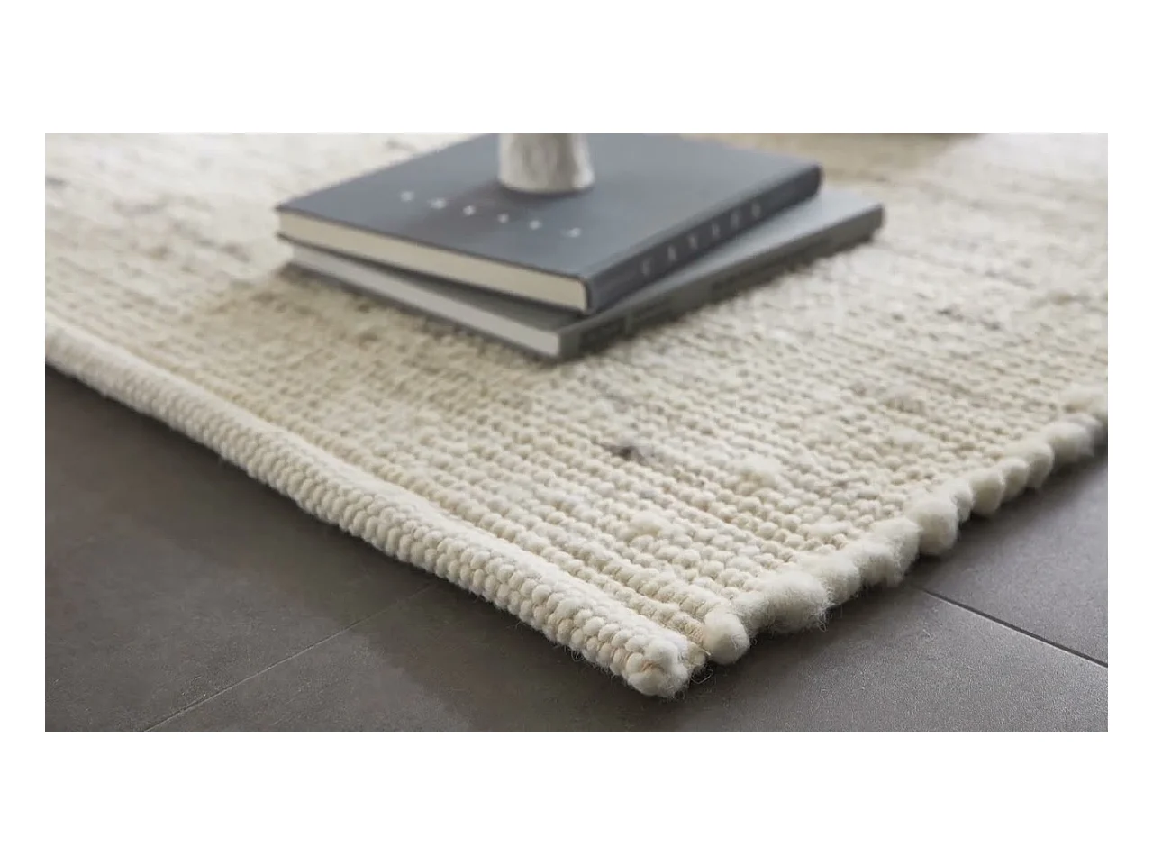 Tapis en laine tissé à la main réversible 90x160 cm natural gris Alm-Glück