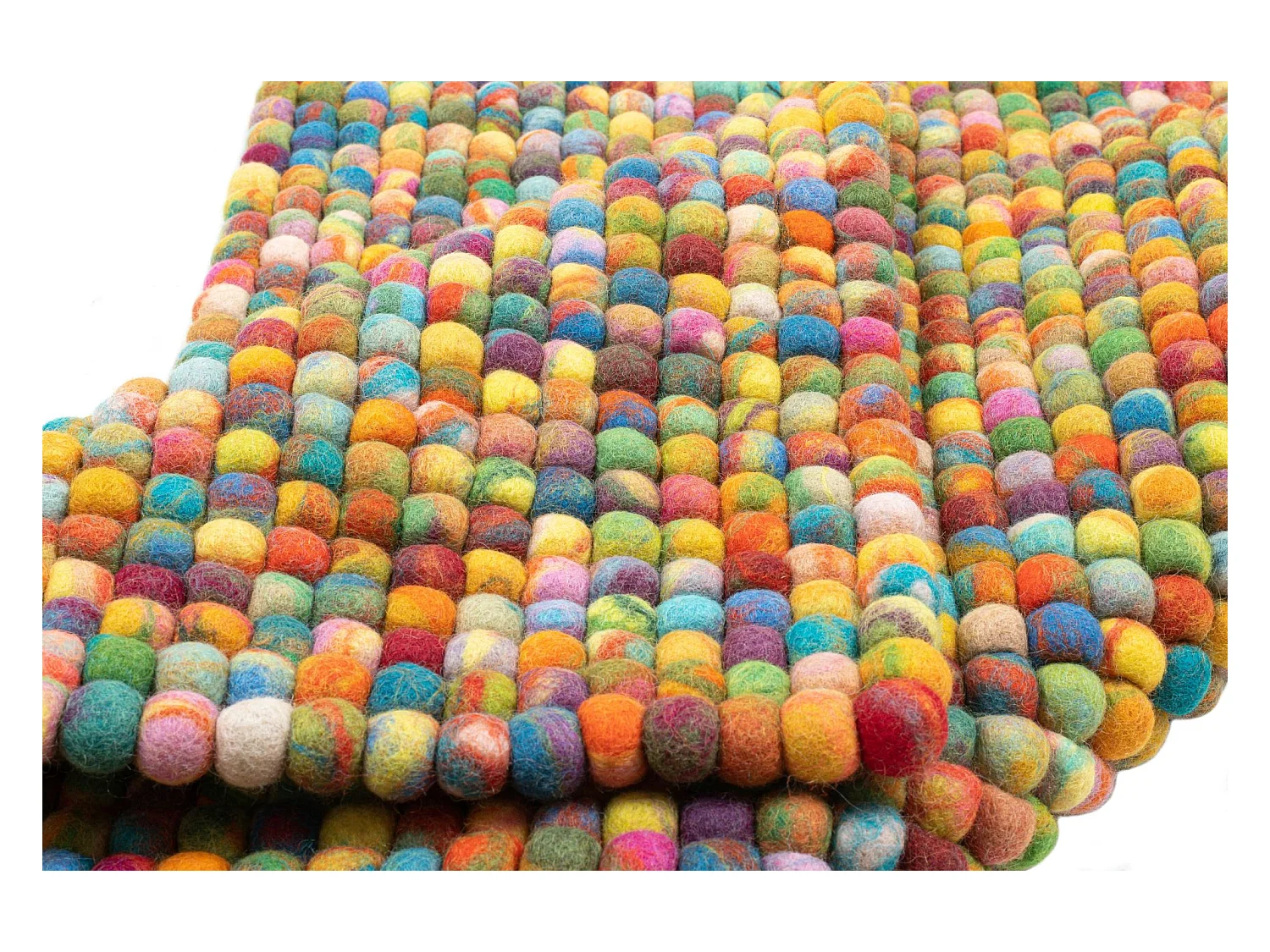 Handgearbeiteter Filzkugelteppich 70x270 cm Bunt Felty 2.2