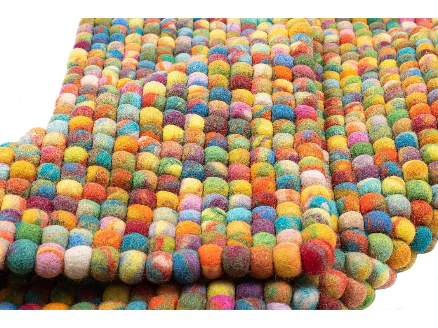 Handgearbeiteter Filzkugelteppich 70x270 cm Bunt Felty 2.2