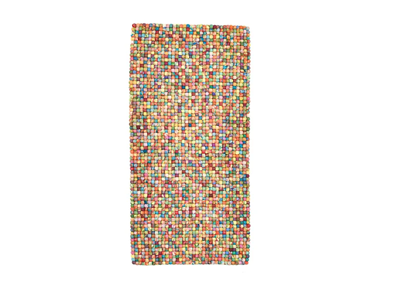 Handgearbeiteter Filzkugelteppich 70x270 cm Bunt Felty 2.2