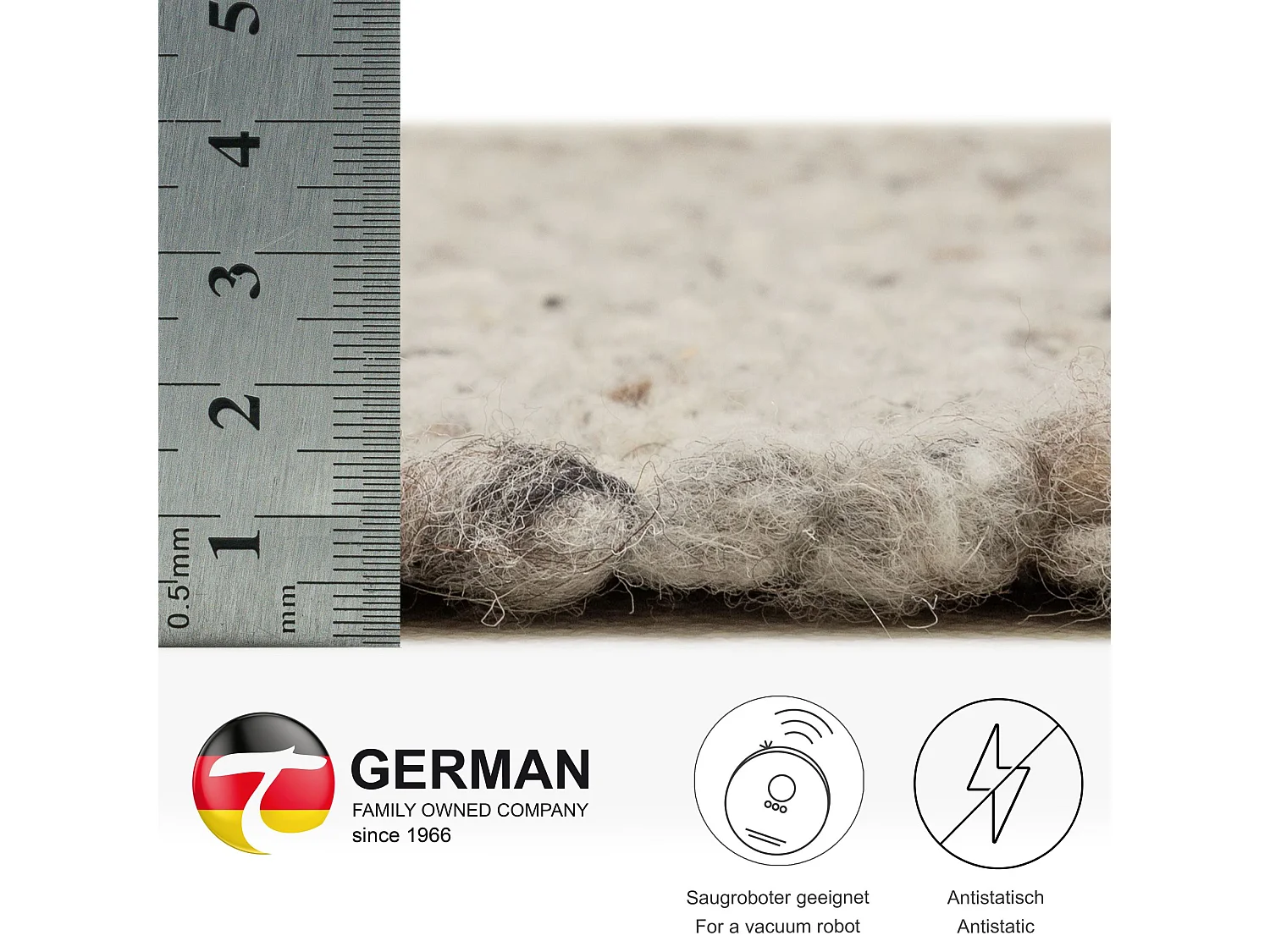 Tapis en laine tissé à la main réversible 190x290 cm gris Alm-Glück