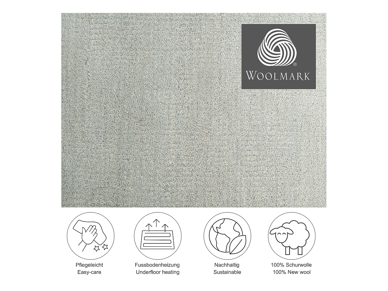 Teppich aus Wolle mit Farbverlauf 60x90 cm Grau Wool Comfort