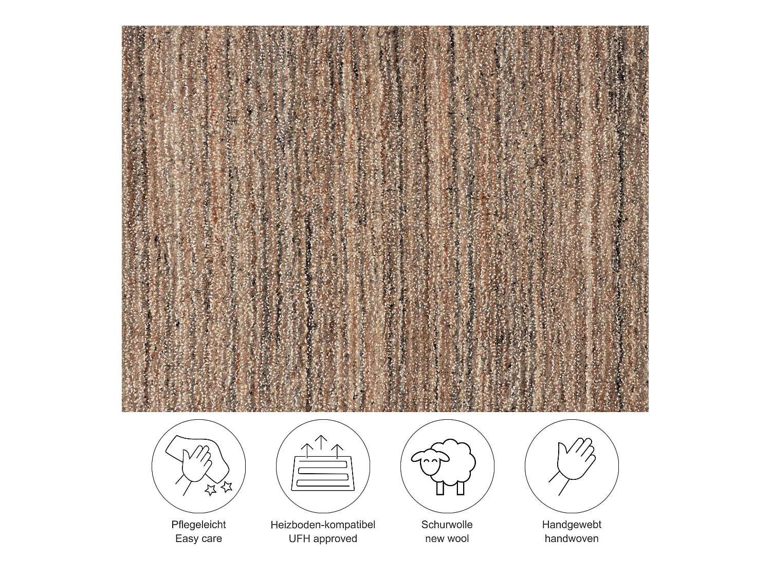 Tapis tissé à la main en laine et viscose 170x240 cm rose Sandiego