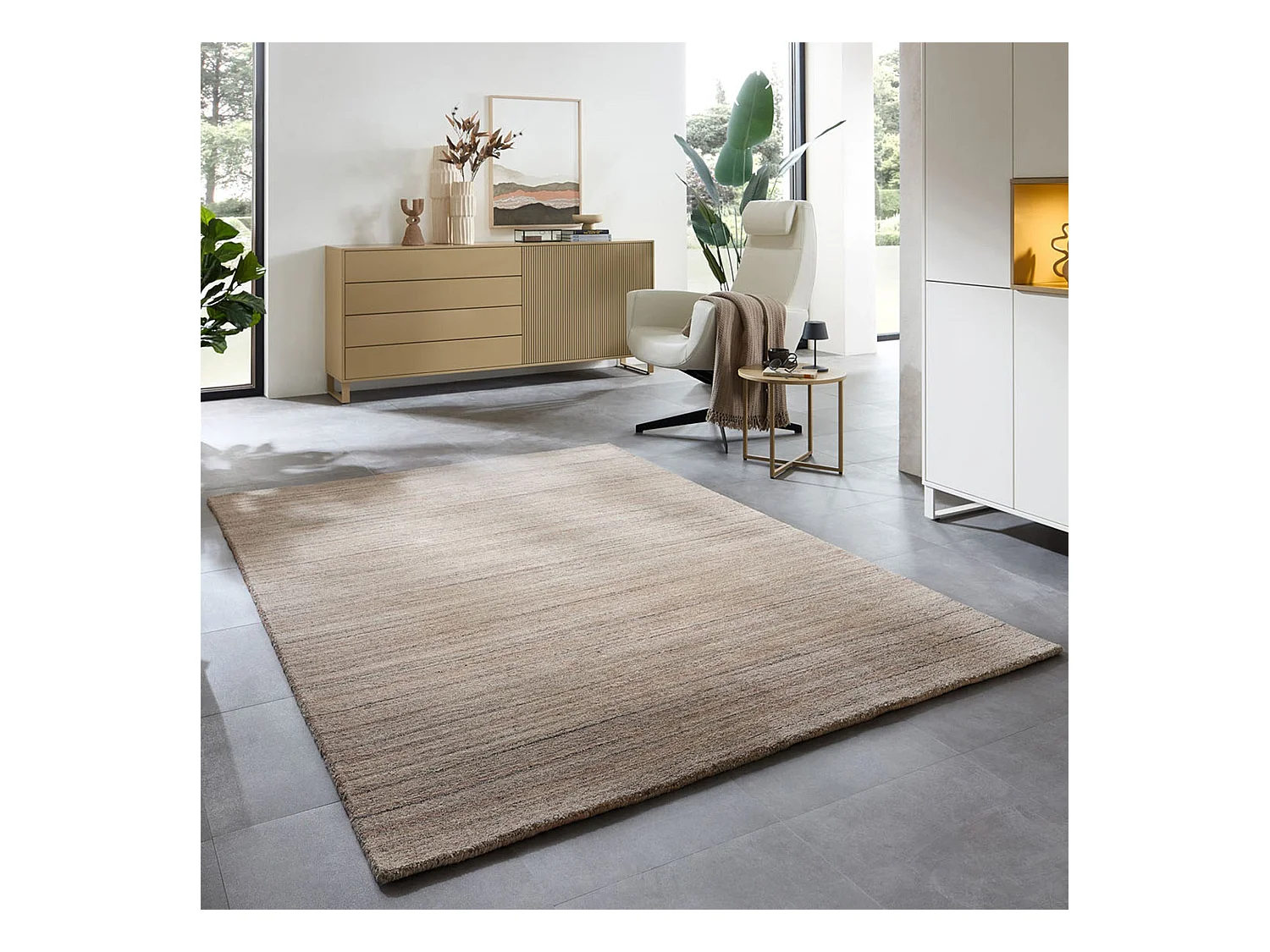 Handgewebter Teppich aus Wolle und Viskose 170x240 cm Rose Sandiego