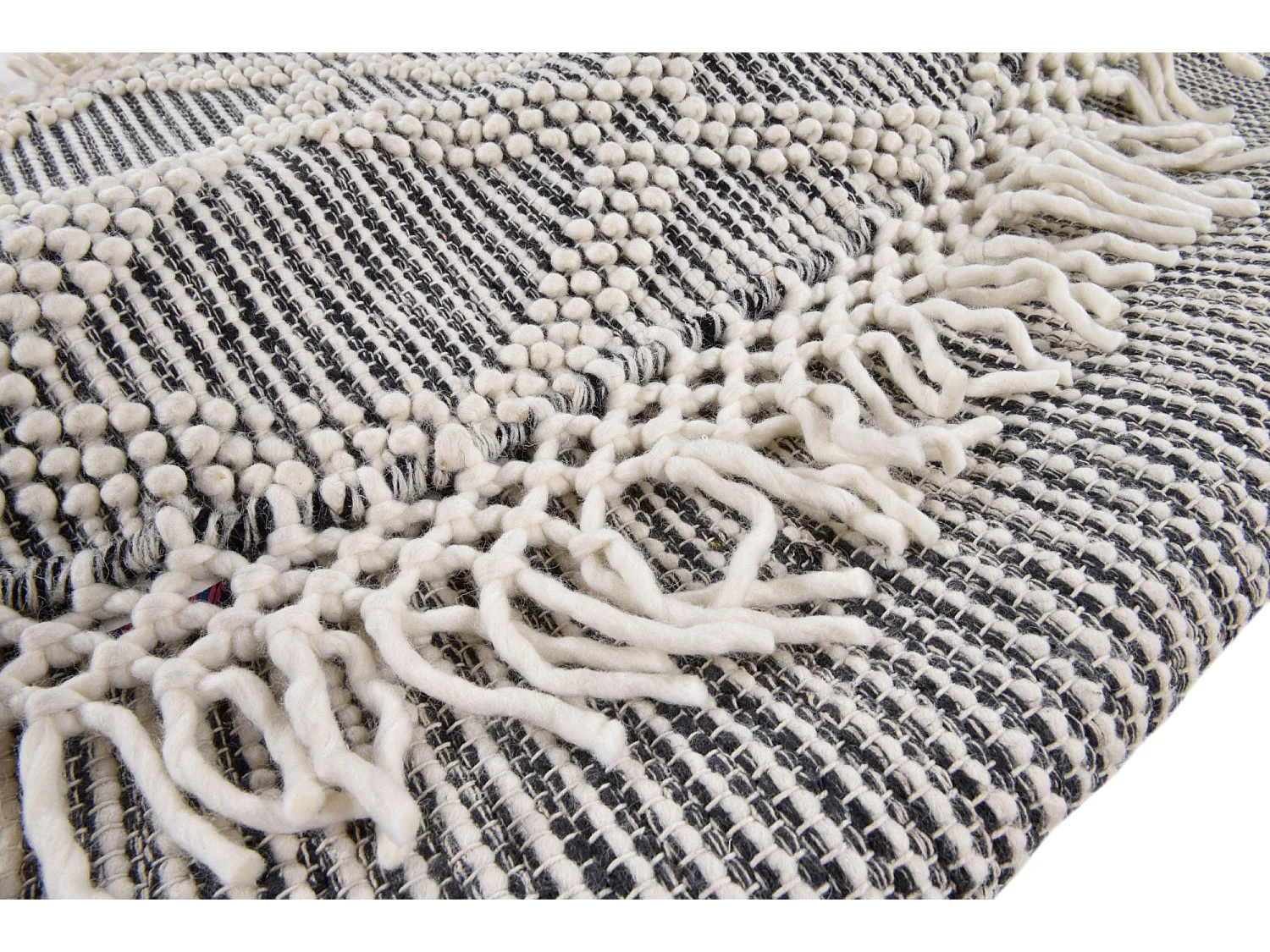 Tapis tissé à la main au design ethnique  140x140 cm natural Colored Macrame