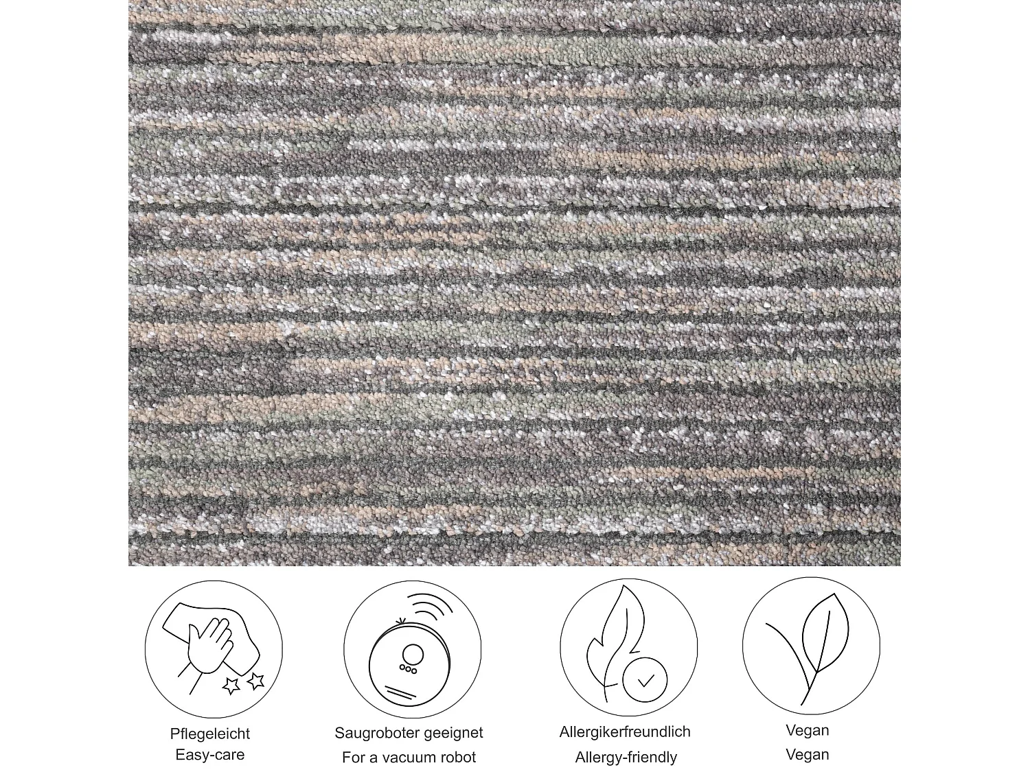 Tappeto a trama piatta con effetto corto 40x60 cm grigio scuro Corduletta
