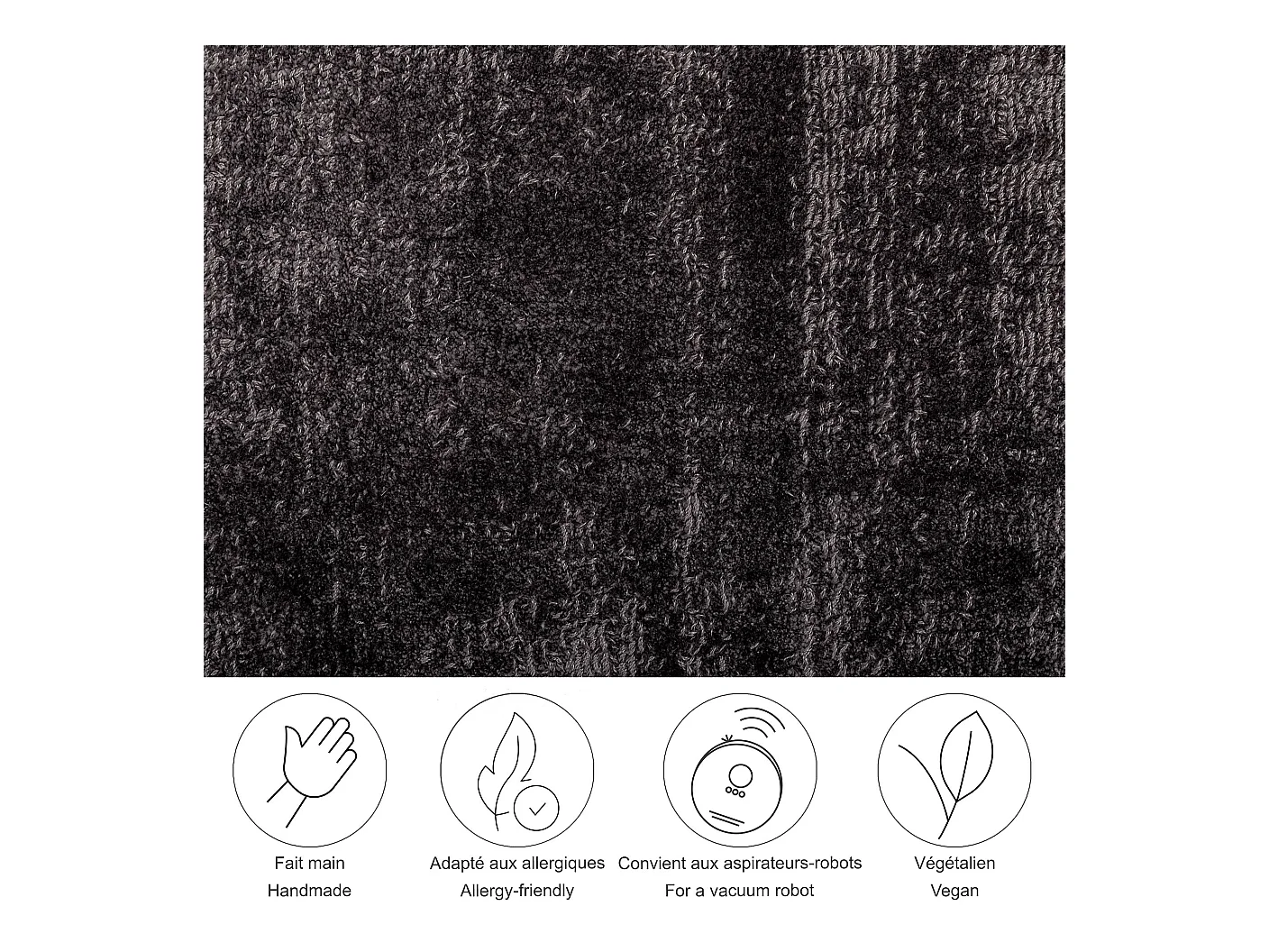 Tapis tissé à la main en viscose120x180 cm anthracite Star