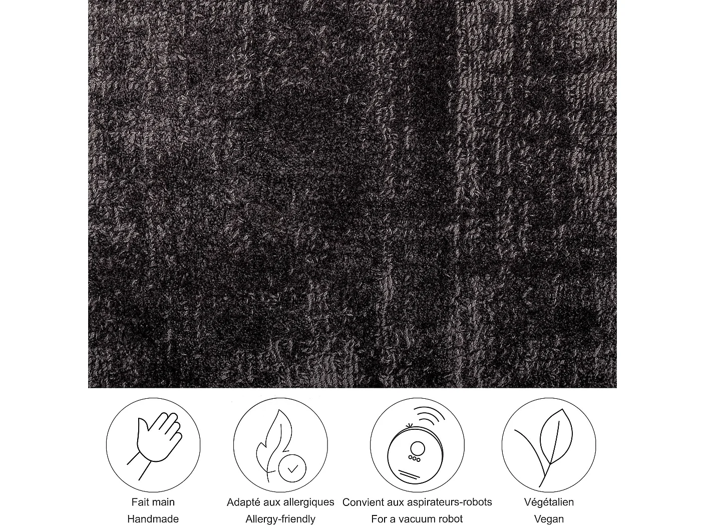 Handgeweven tapijt van viscose 120x180 cm antraciet Star