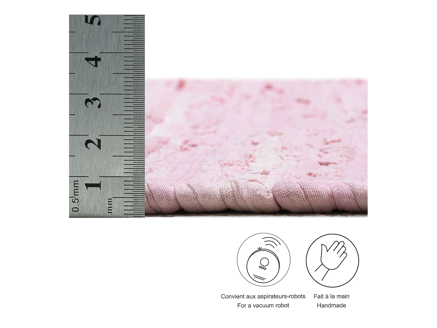 Baumwollteppich handgewebt und wendbar 60x120 cm Rose Happy Cotton