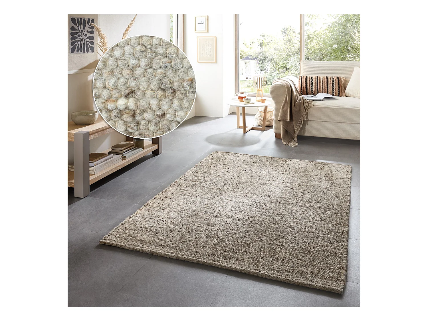 Wollen tapijt handgeweven omkeerbaar 120x180 cm zand multi Alm-Glück
