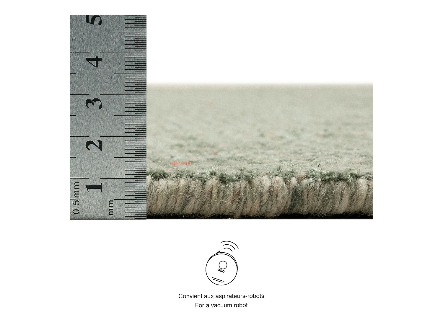 Tapis UNI rayé en viscose et laine 150x150 cm vert Venus