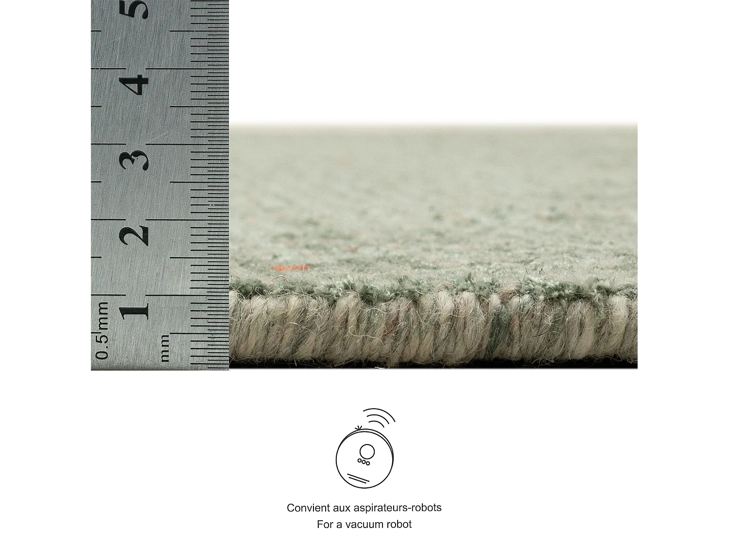 Tapis UNI rayé en viscose et laine 150x150 cm vert Venus