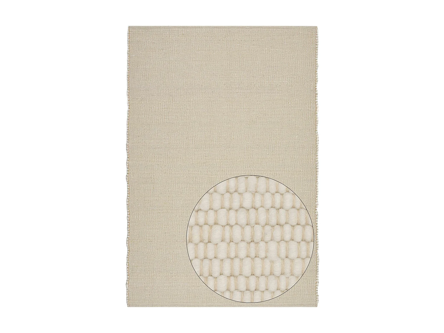 Tapis en laine tissé à la main réversible 70x130 cm natural blanc Alm-Glück