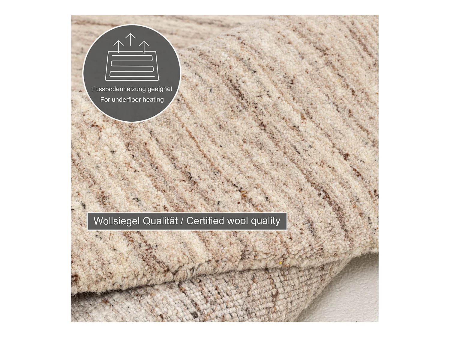 Tapis en laine UNI tissé à la main 100x100 cm natural beige Pure