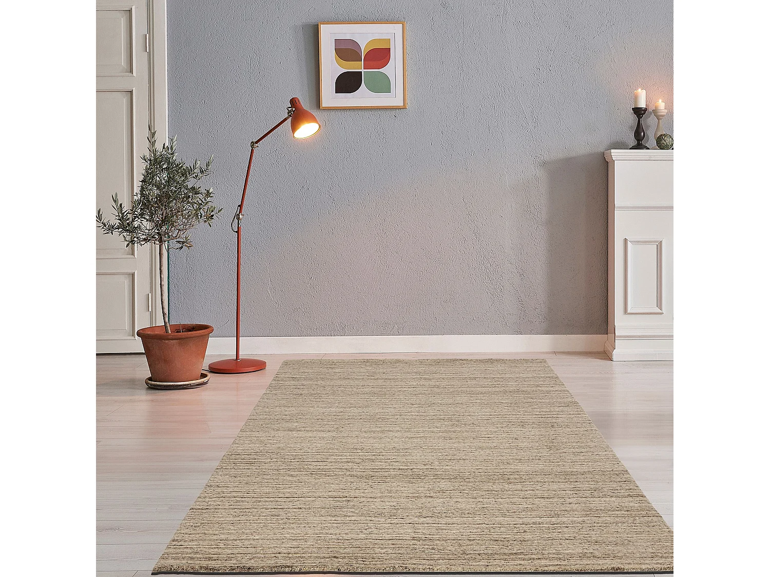 Tapis en laine UNI tissé à la main 100x100 cm natural beige Pure
