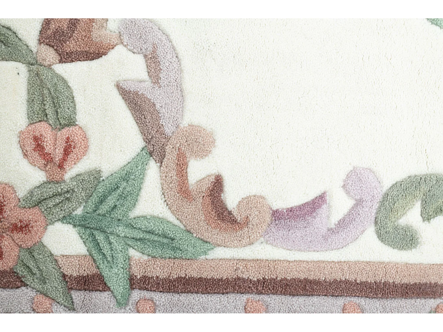 Tapis tufté à la main avec bordure, style Aubusson  240x340 cm beige Ming