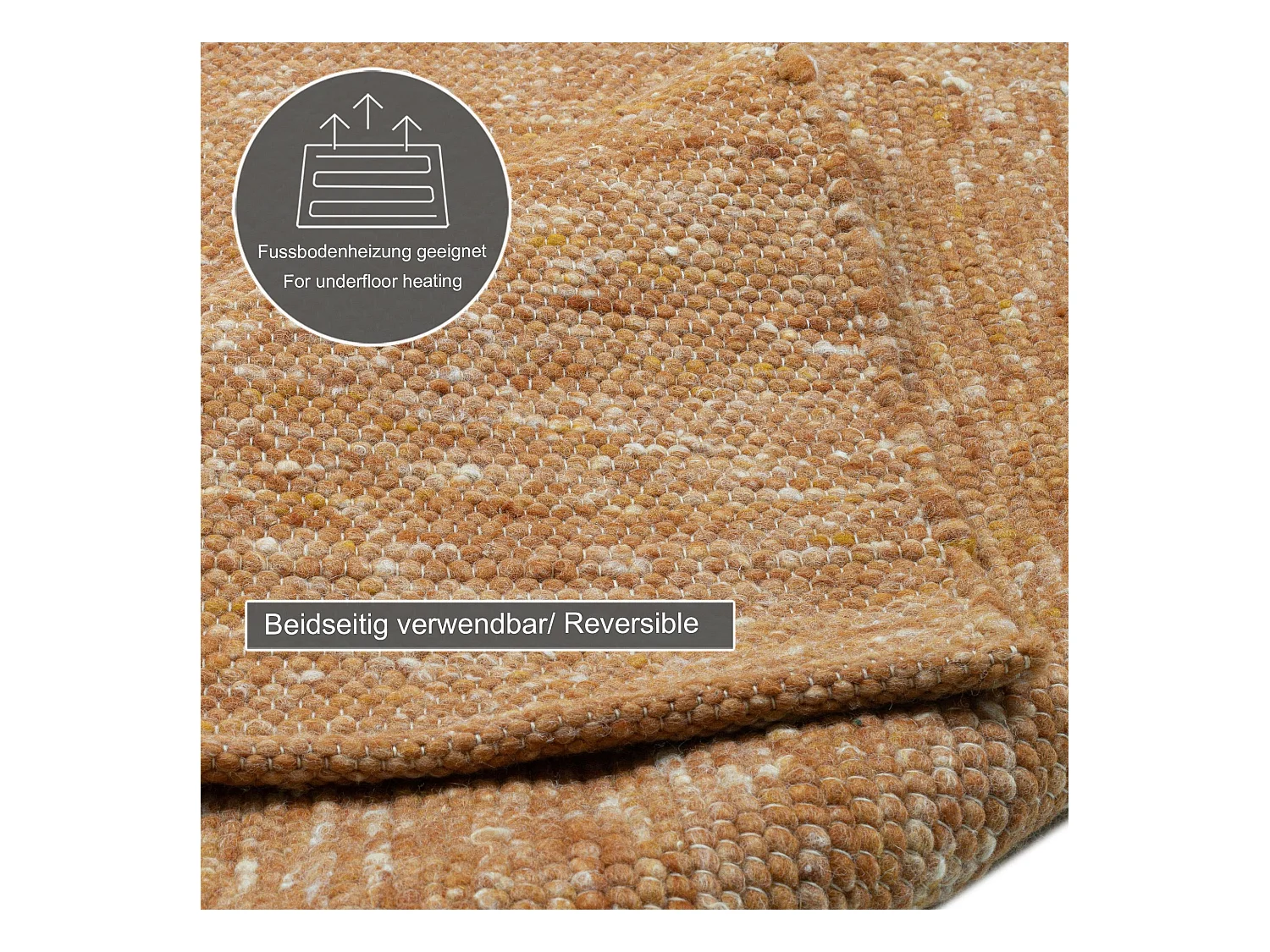 Handgewebter wendbarer Wollteppich 190x250 cm Terrakotta Alpen