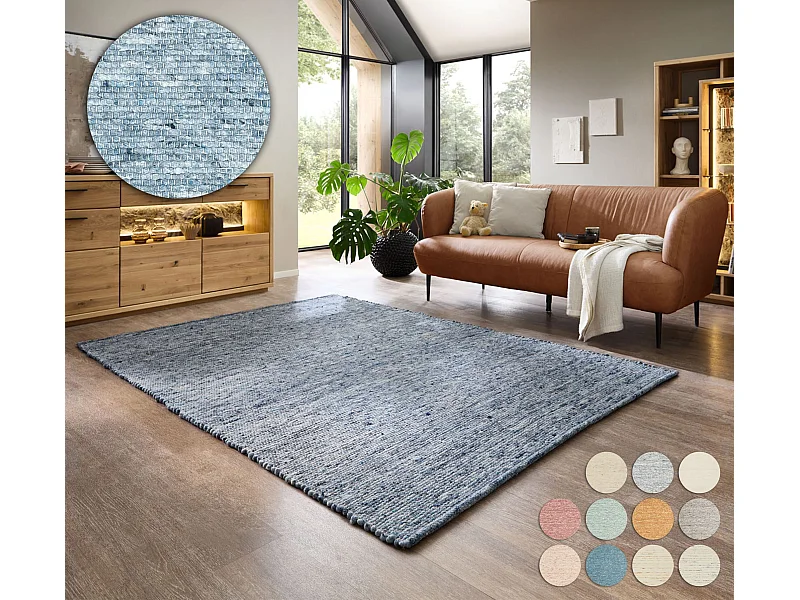 Handgeweven omkeerbaar wollen tapijt 170x240 cm blauw Alpen