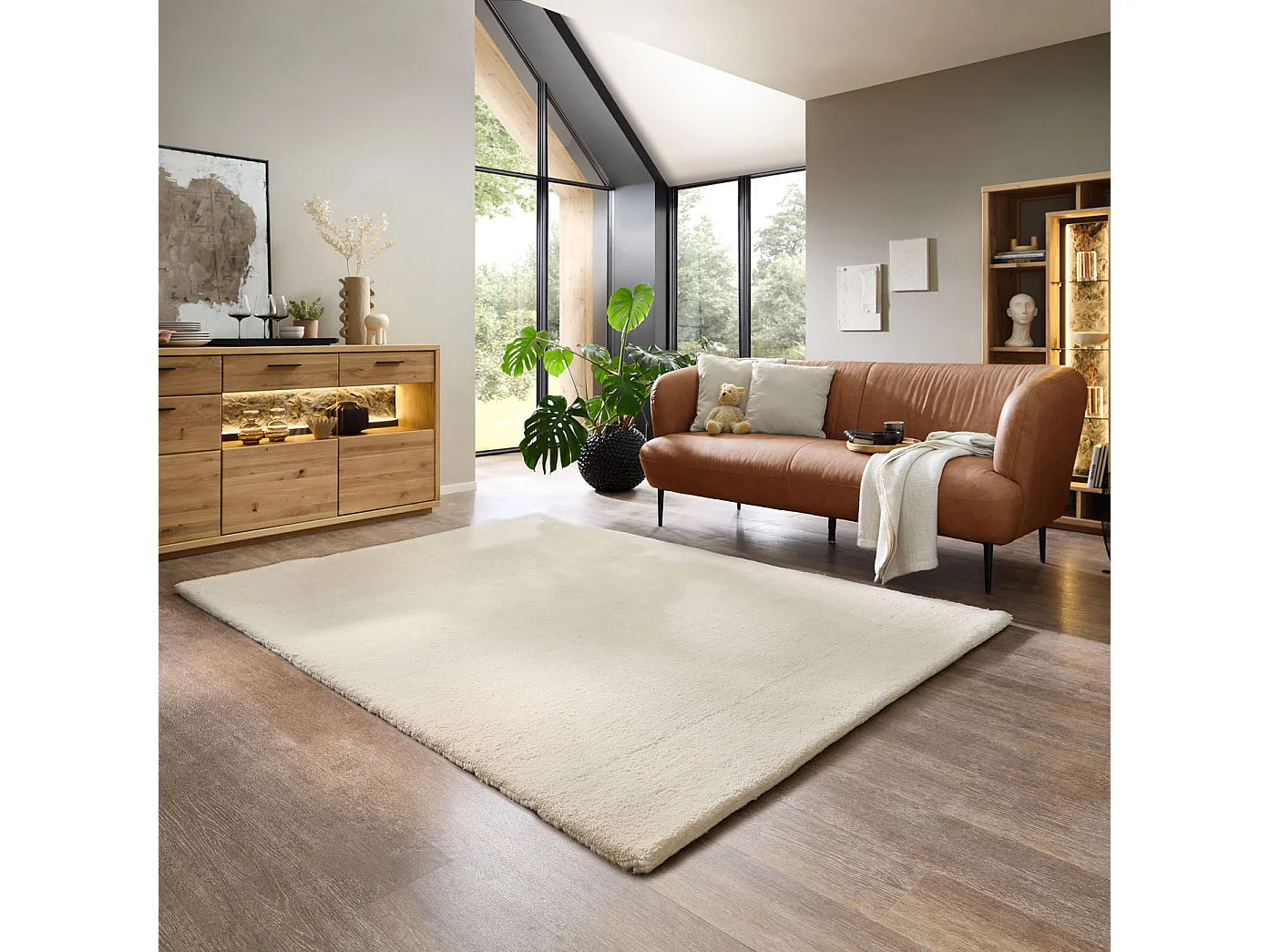 Tapis berbère noué à la main en laine  40x60 cm blanc Taza Royal