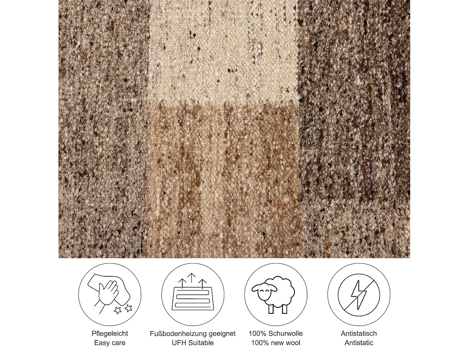 Handgeweven wollen tapijt 120x180 cm beige multi Ehrwald