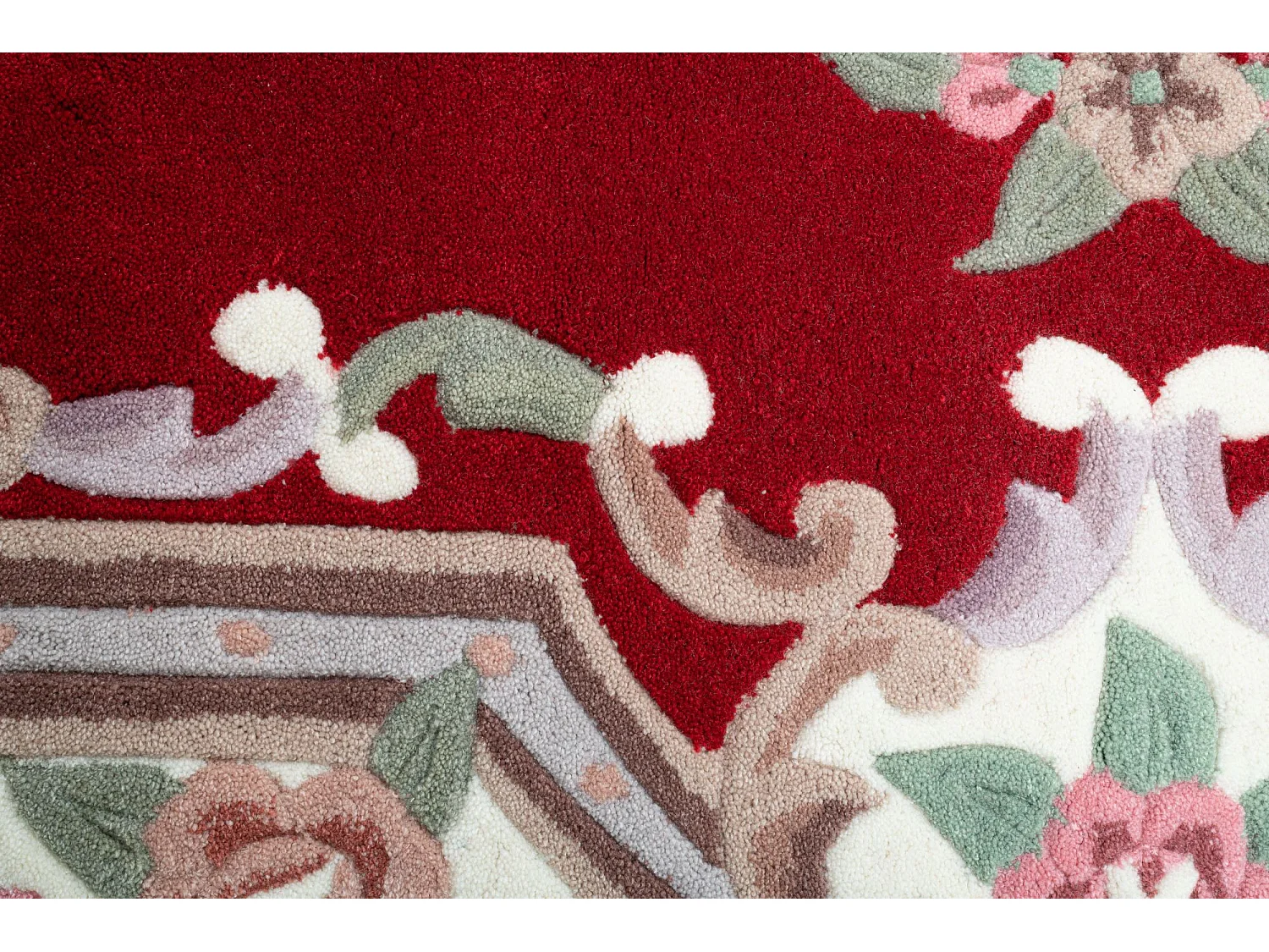 Tapis tufté à la main avec bordure, style Aubusson  90x160 cm rouge Ming