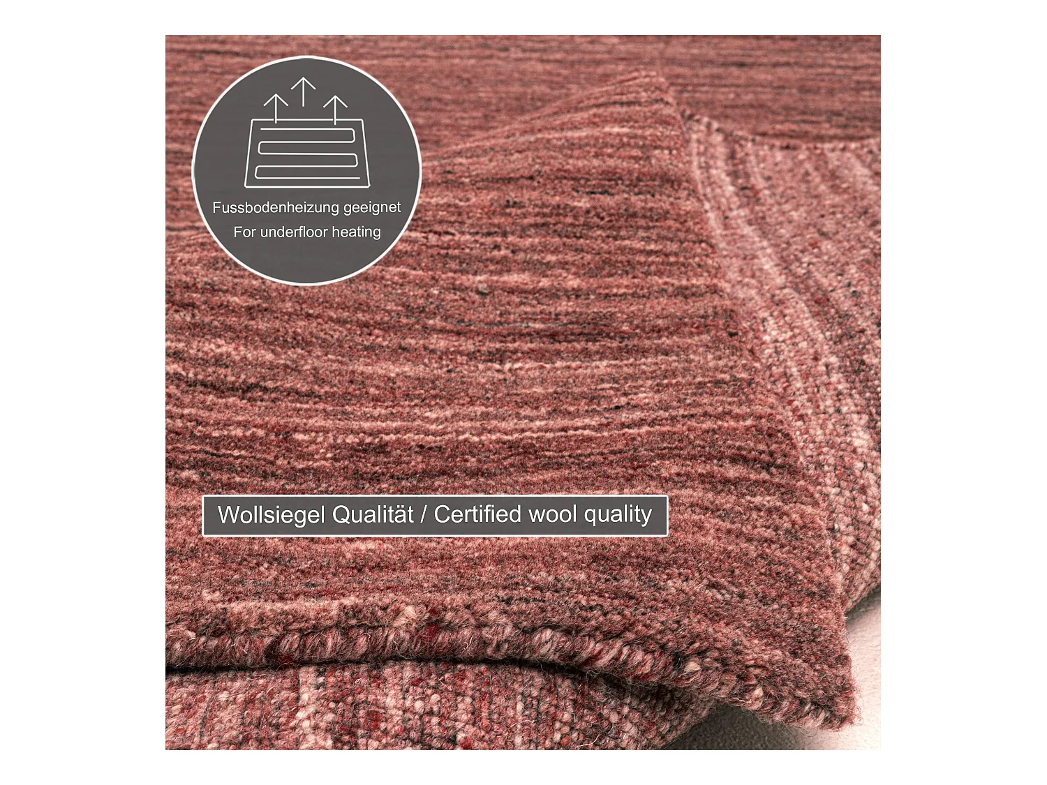 Handgeweven UNI wollen tapijt 60x90 cm rood Pure