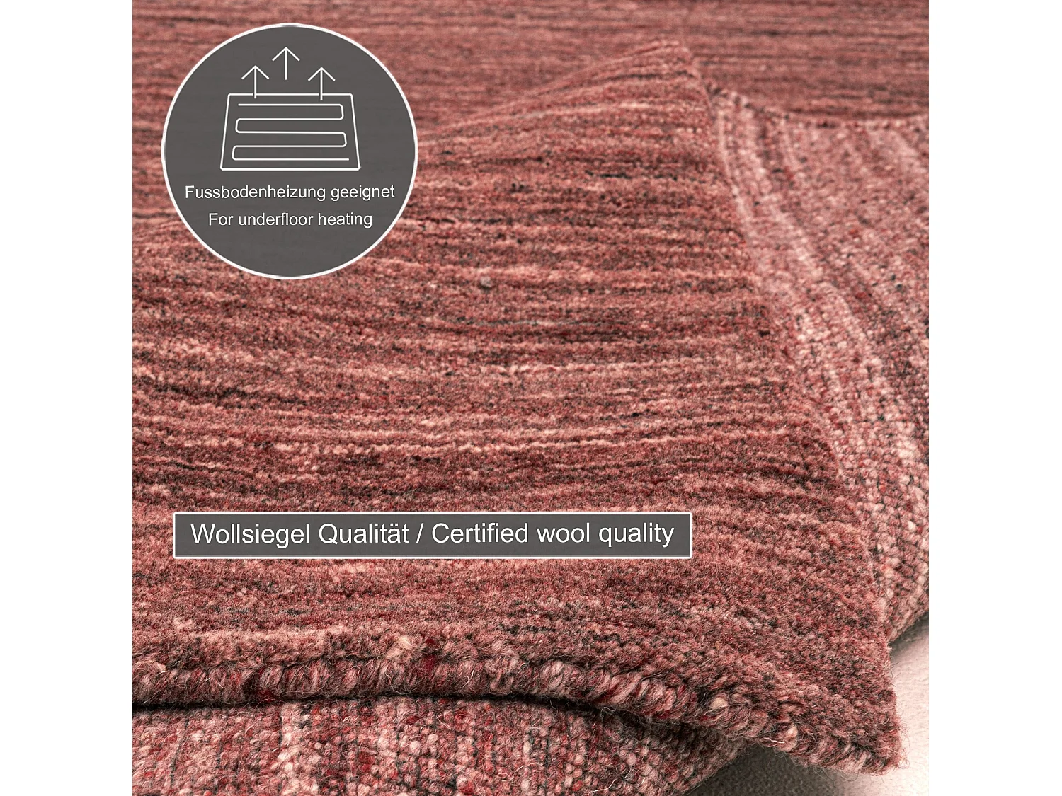 Tapis en laine UNI tissé à la main 60x90 cm rouge Pure