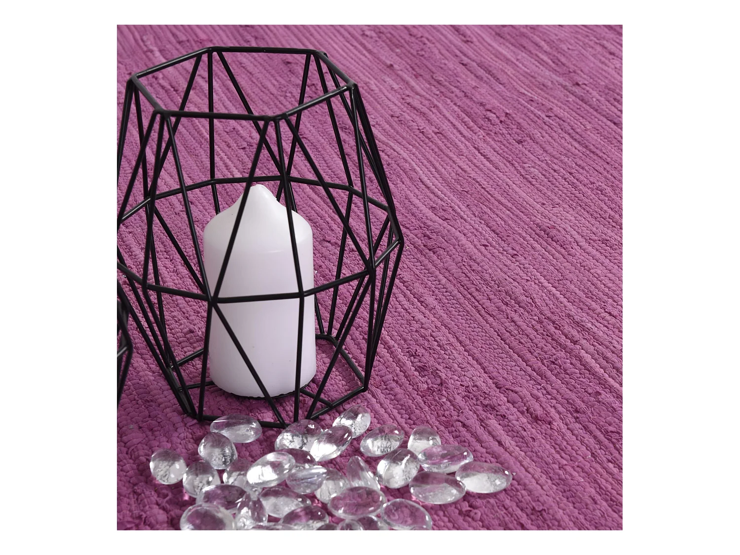 Baumwollteppich handgewebt und wendbar 60x120 cm Fuchisa Happy Cotton