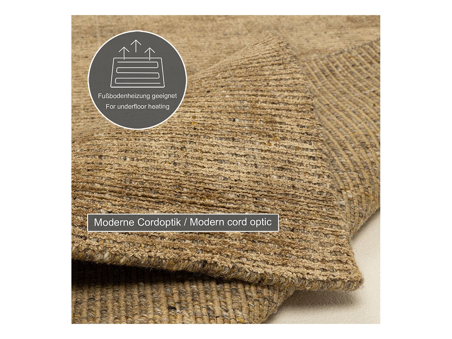 Tapis UNI rayé en viscose et laine 240x340 cm or Venus