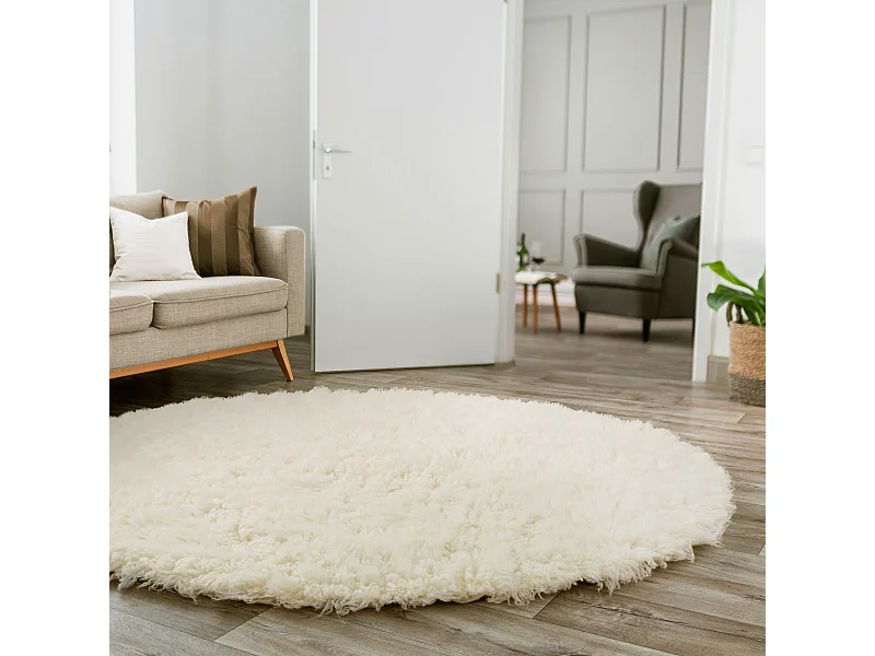 Tapis Flokati provenant de Grèce diamètre 140 cm natural Flokos 1250