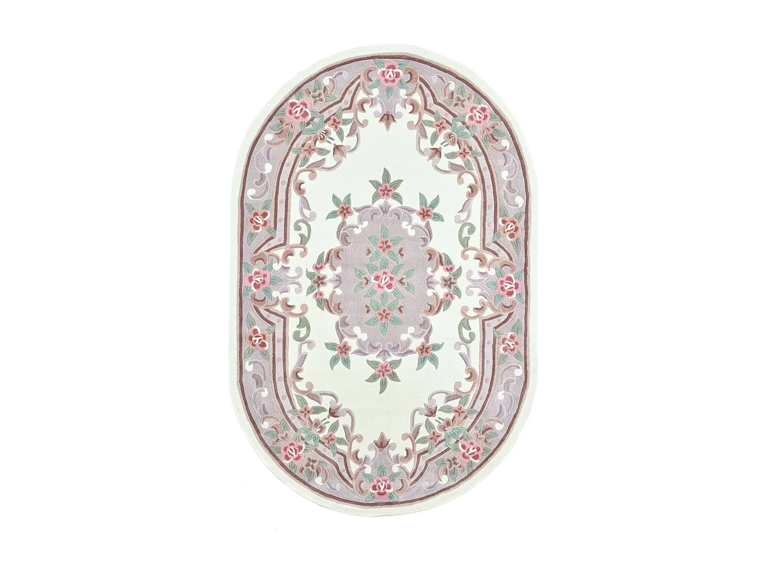 Handgetuft tapijt met rand in Aubusson-design  190x290 cm beige Ming