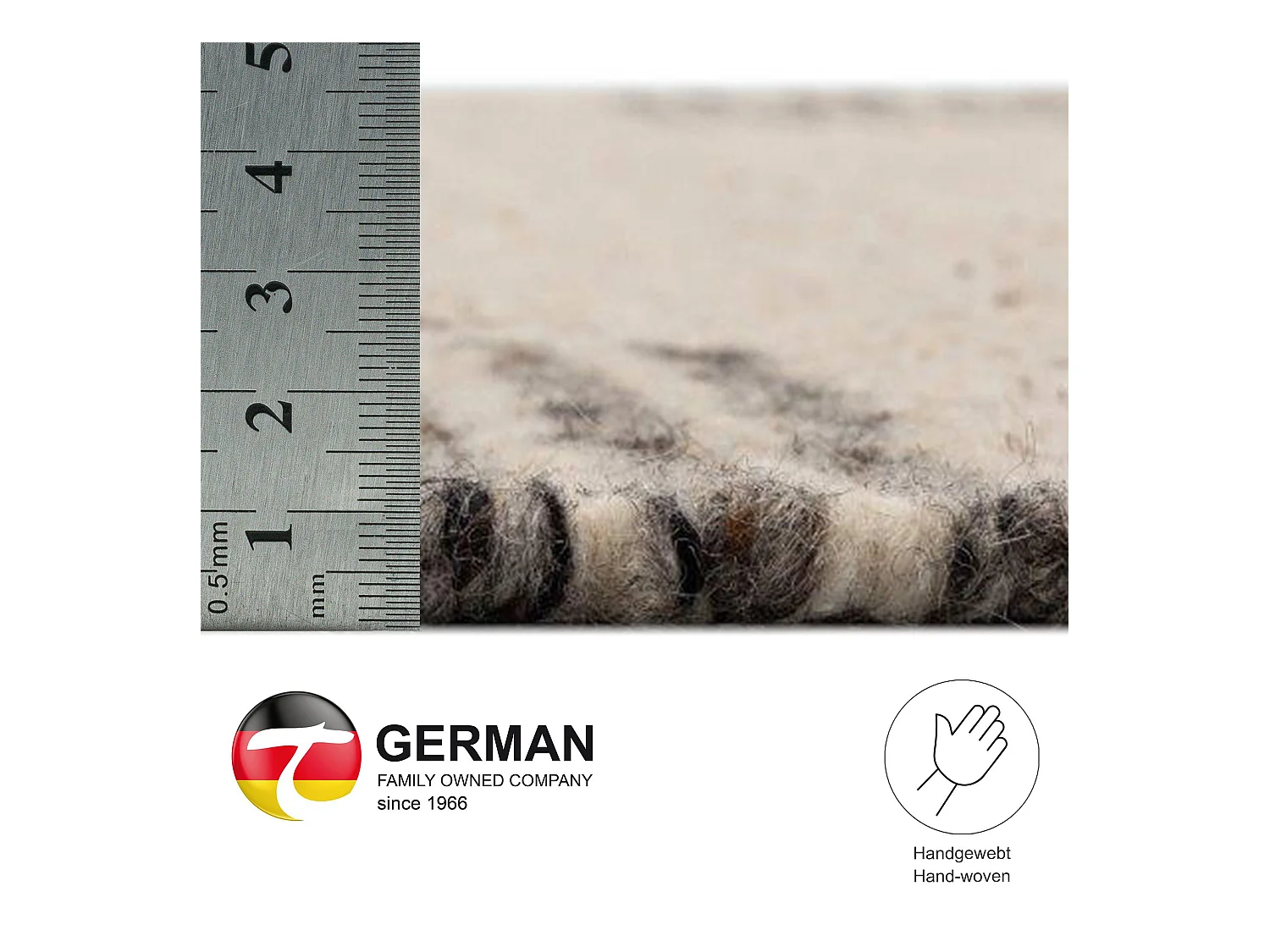 Handgewebter wendbarer Wollteppich 90x160 cm Beige Multi Ehrwald