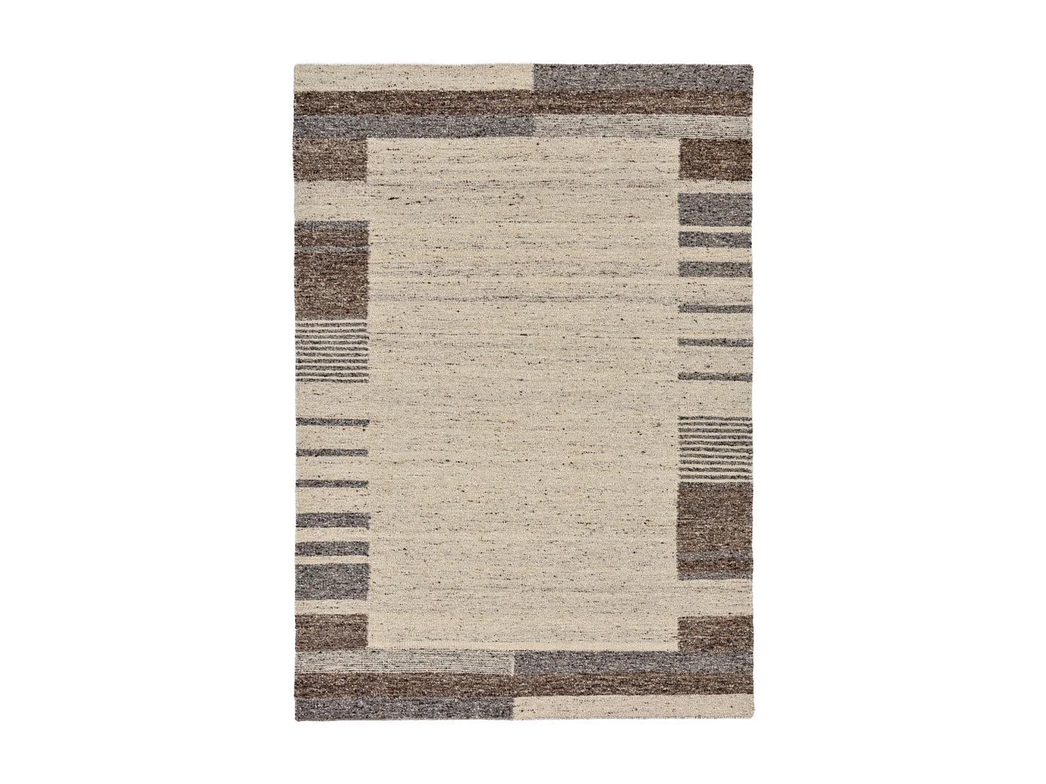 Handgewebter wendbarer Wollteppich 90x160 cm Beige Multi Ehrwald