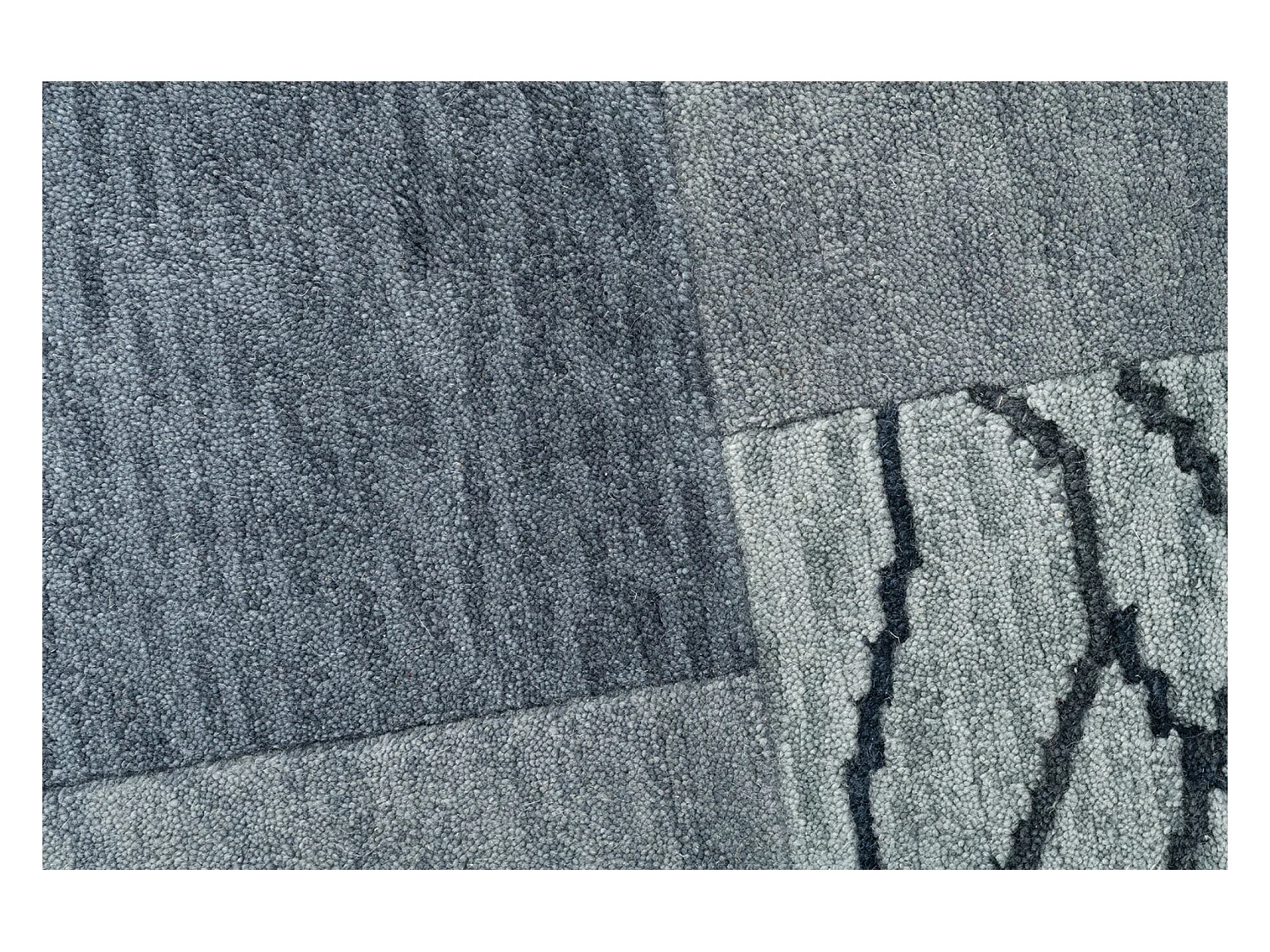 Handgeknüpfter Wollteppich im patchwork Stil 250x350 cm Anthrazit Domas