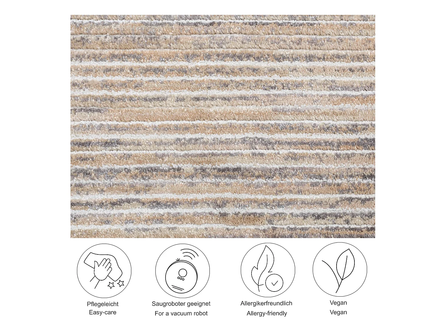 Alfombra de tejido plano con aspecto corto 240x290 cm Beige Corduletta