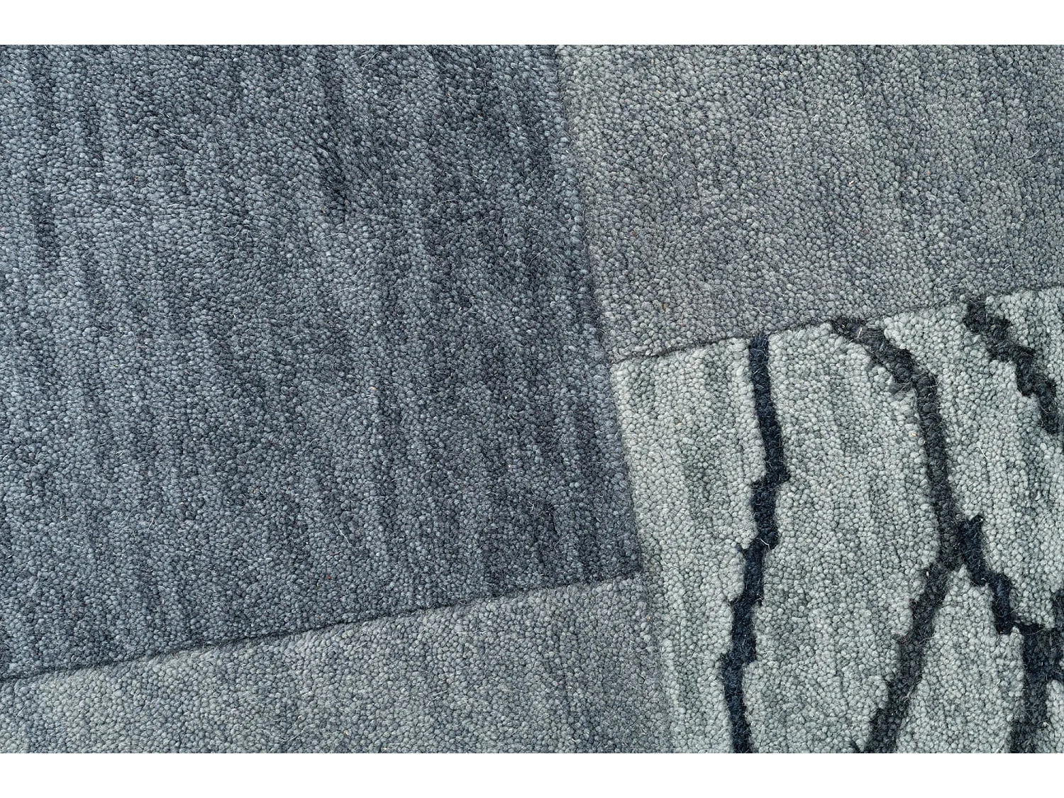 Alfombra de lana tejida a mano en estilo patchwork  190x290 cm Antracita Domas