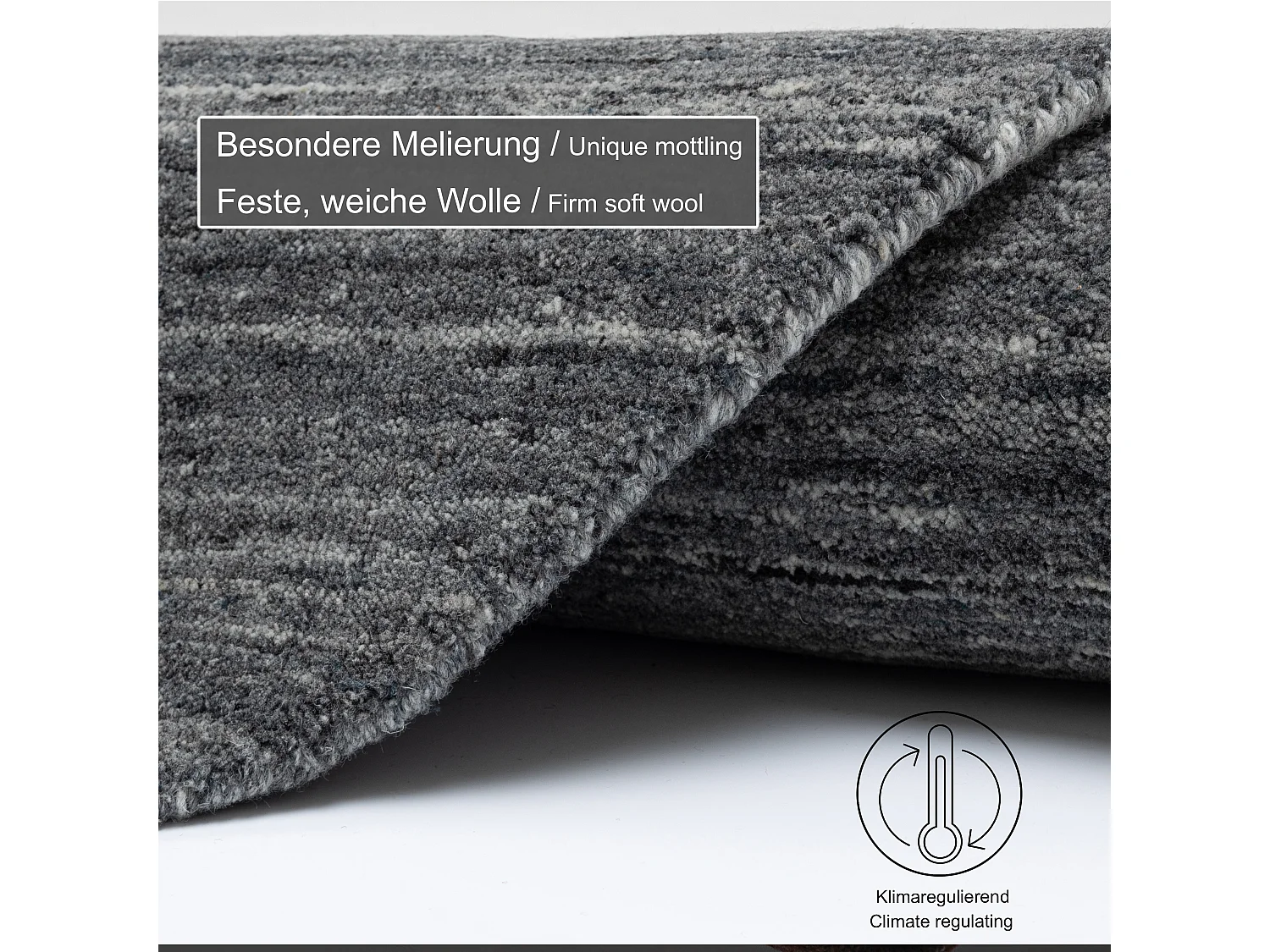 Tapis en laine UNI tissé à la main 100x100 cm anthracite Pure