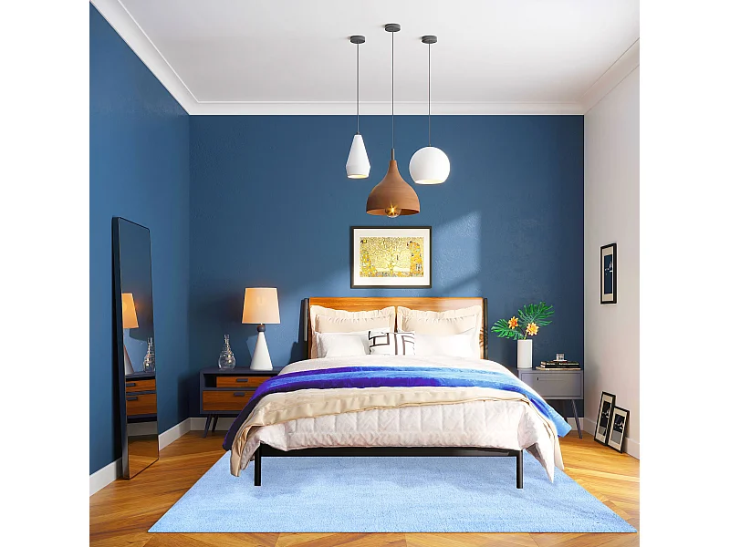 Handgetufteter Shaggyteppich 140x200 cm Hellblau Cozy