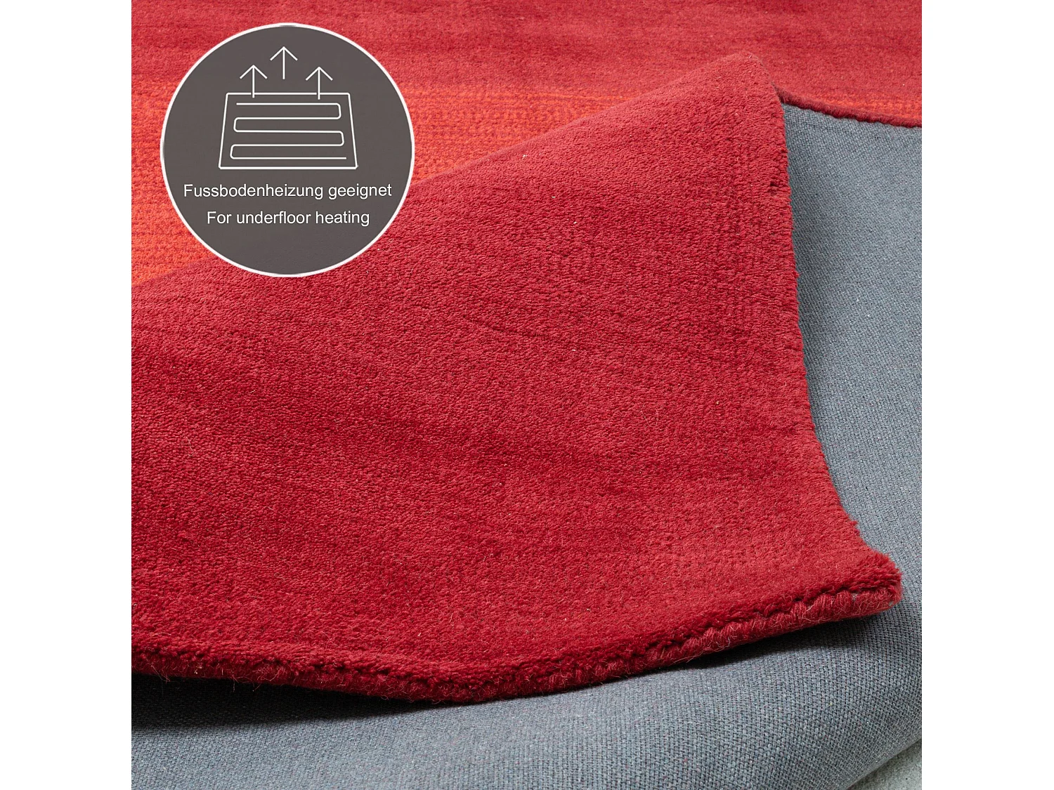 Tapis en laine avec dégradé de couleurs 140x200 cm rouge Wool Comfort